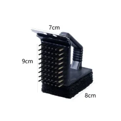 SPAZZOLA TRIPLO USO PER PULIZIA GRIGLIE BARECUE BBQ 3IN1 SETOLE ACCIAIO CS2669