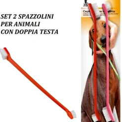 SPAZZOLINI SET 2 PEZZI SPAZZOLINO SPAZZOLA DENTI DOPPIA TESTA PER CANI GATTI