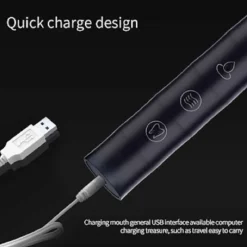 SPAZZOLINO DENTI ELETTRICO SONICO BATTERIA RICARICABILE USB CON 3 TESTINE TX-9528