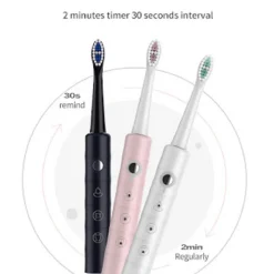 SPAZZOLINO DENTI ELETTRICO SONICO BATTERIA RICARICABILE USB CON 3 TESTINE TX-9528