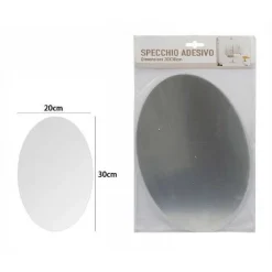 SPECCHIO ADESIVO FORMA OVALE ADESIVA MURALE ARREDAMENTO CASA 20 X 30 CM