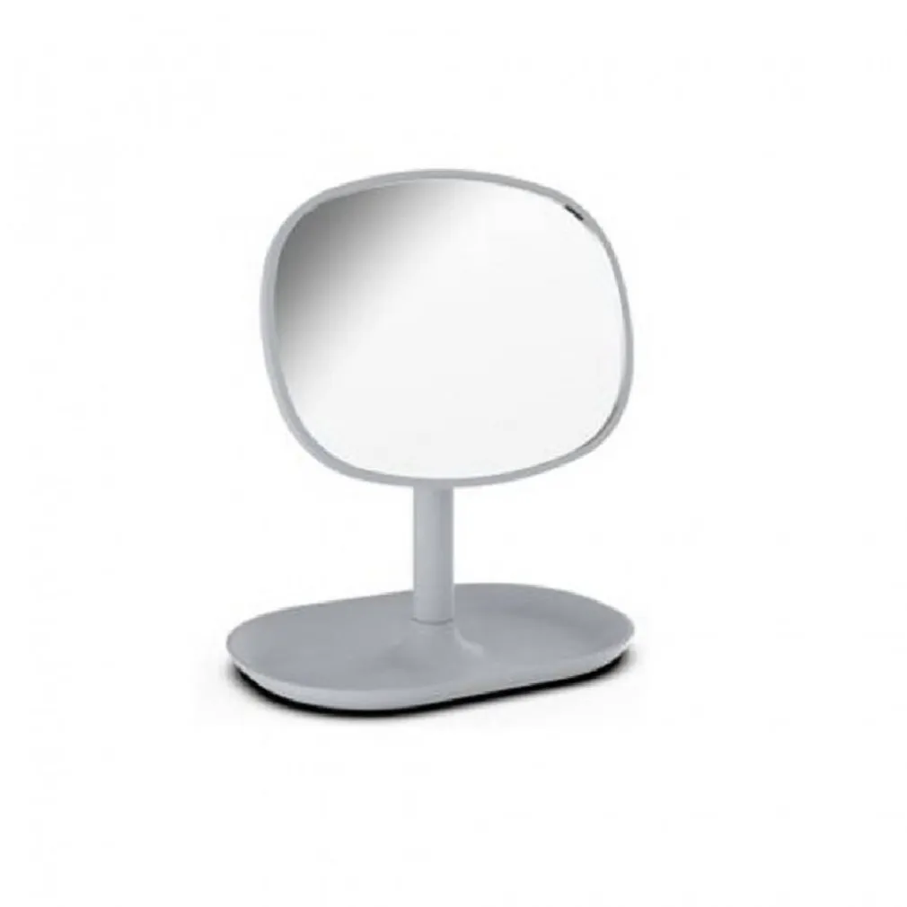 SPECCHIO DA APPOGGIO TAVOLO ROTONDO 15 X 17 CM ARREDO BAGNO VASSOIO GRIGIO 69824