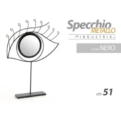 SPECCHIO DA TAVOLO 51CM OCCHIO NERO BAGNO BEAUTY TRUCCO METALLO DECORATIVO 782275