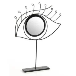 SPECCHIO DA TAVOLO 51CM OCCHIO NERO BAGNO BEAUTY TRUCCO METALLO DECORATIVO 782275