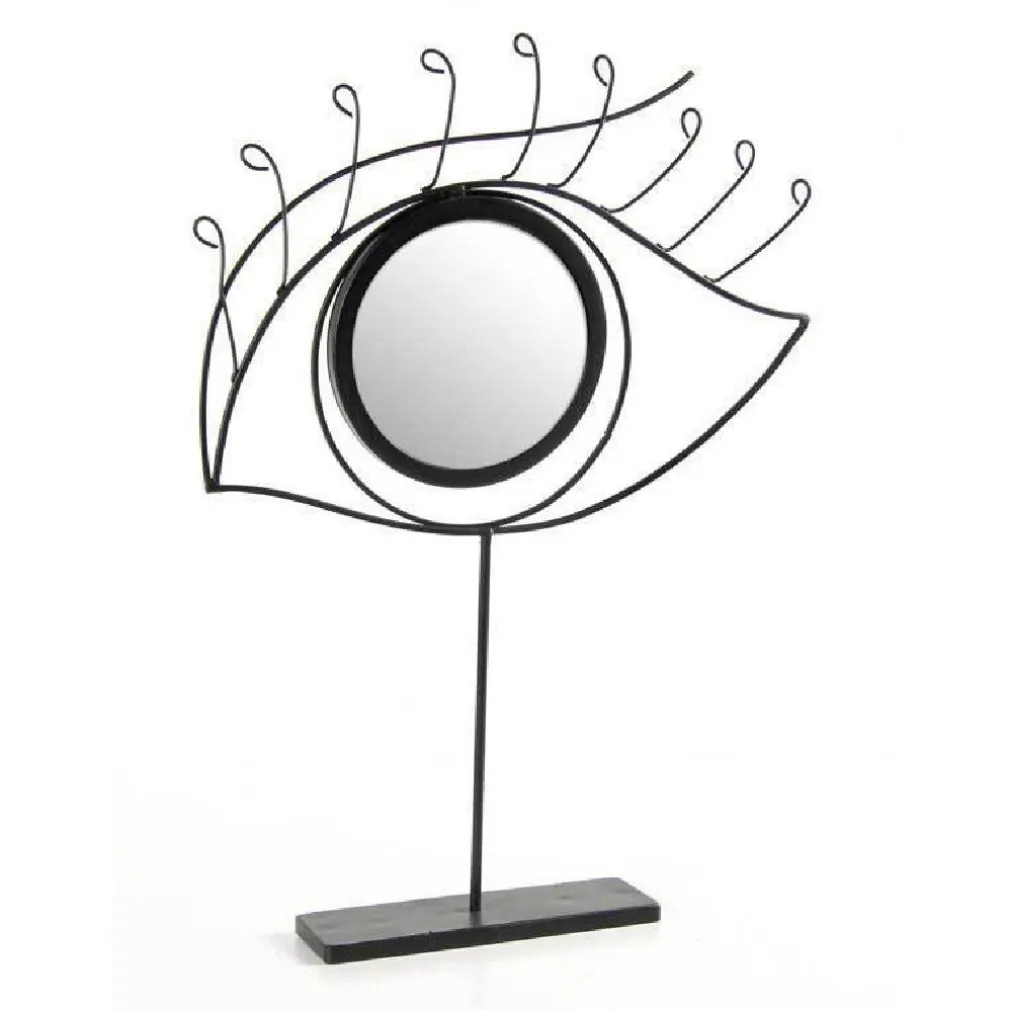 SPECCHIO DA TAVOLO 51CM OCCHIO NERO BAGNO BEAUTY TRUCCO METALLO DECORATIVO 782275