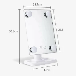SPECCHIO DA TRUCCO ILLUMINATO 4 LUCI A LED PORTATILE TRUCCO BELLEZZA DA TAVOLO