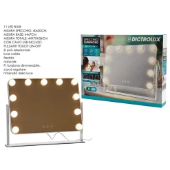 SPECCHIO LUMINOSO 11 LED CONTROLLO TOUCH 3 TEMPERATURE LUCE DIMMERABILE STILE HOLLYWOOD
