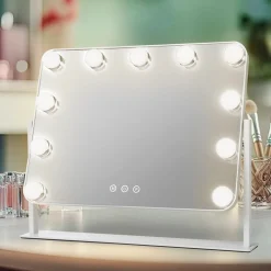 SPECCHIO LUMINOSO 11 LED CONTROLLO TOUCH 3 TEMPERATURE LUCE DIMMERABILE STILE HOLLYWOOD