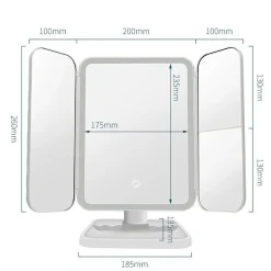 SPECCHIO MAKE UP ILLUMINATO CON LUCI LED SPECCHI REGOLABILI TRUCCO RICARICABILE