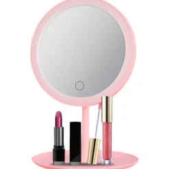 SPECCHIO PER IL TRUCCO ILLUMINATO A LED MAKEUP COSMETICO GIREVOLE LUCE AD ANELLO