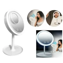 SPECCHIO TRUCCO A LED ILLUMINATO + VENTOLA ASCIUGA TRUCCO 2 SPECCHI 1X 5X