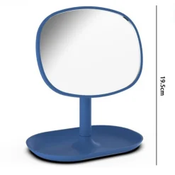 SPECCHIO TRUCCO DA TAVOLO BLU 19.5CM ARREDO BAGNO CASA CON VASSOIO MAKE UP 69865