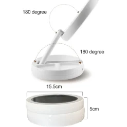 SPECCHIO TRUCCO LUCE LED DA TAVOLO BIFACCIALE 10X/1X 360° CONTENITORE PORTATILE PIEGHEVOLE