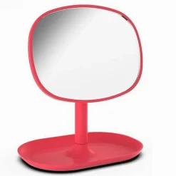 SPECCHIO TRUCCO TAVOLO 19.5 CM ARREDO BAGNO CASA CON VASSOIO MAKE UP FUXIA 69907