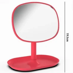 SPECCHIO TRUCCO TAVOLO 19.5 CM ARREDO BAGNO CASA CON VASSOIO MAKE UP FUXIA 69907