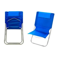 SPIAGGINA CON CUSCINO PER TESTIERA BLU 57 X 47 X 95 CM PIEGHEVOLE PORTATILE 281015