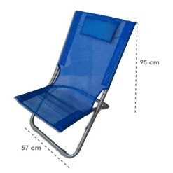 SPIAGGINA CON CUSCINO PER TESTIERA BLU TEXTILENE 57X47X95CM PIEGHEVOLE PORTATILE 281032