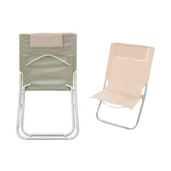 SPIAGGINA CON CUSCINO PER TESTIERA CREMA 57X47X95 CM PIEGHEVOLE PORTATILE 281016