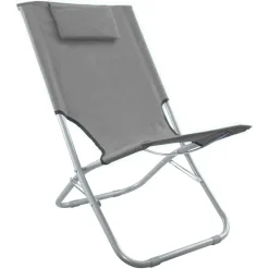 SPIAGGINA CON CUSCINO PER TESTIERA GRIGIO 57X47X95 CM PIEGHEVOLE PORTATILE 281017