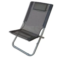 SPIAGGINA CON CUSCINO TESTIERA GRIGIO TEXTILENE 57X47X95CM PIEGHEVOLE PORTATILE 281033