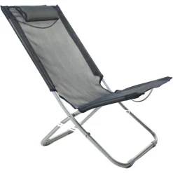 SPIAGGINA CON CUSCINO TESTIERA GRIGIO TEXTILENE 57X47X95CM PIEGHEVOLE PORTATILE 281033