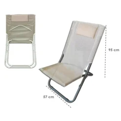 SPIAGGINA CON CUSCINO TESTIERA CREMA TEXTILENE 57X47X95CM PIEGHEVOLE PORTATILE 281034