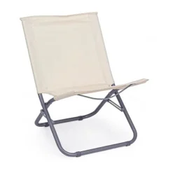 SPIAGGINA IN TESSUTO OXFORD CREMA PIEGHEVOLE SEDIA DA MARE CAMPEGGIO PORTATILE 281048