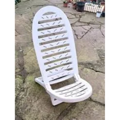 SPIAGGINA PIEGHEVOLE BIANCA IN PLASTICA 40X40X86 CM PER MARE PISCINA ESTATE 070301