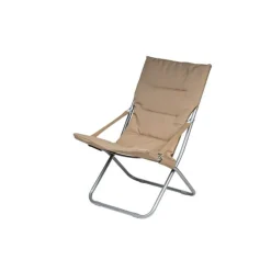 SPIAGGINA SEDIA CANAPONE IN ACCIAIO TESSUTO IMBOTTITO PIEGHEVOLE RELAX MARRONE 3994190