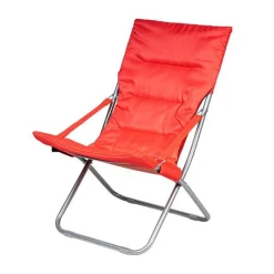 SPIAGGINA SEDIA CANAPONE IN ACCIAIO TESSUTO IMBOTTITO PIEGHEVOLE RELAX ROSSO 3994182