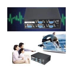 SPLITTER PER MONITOR TV 4 PORTE VGA 200 MHz ALIMENTATORE DC 1920x1440 VGA-2004