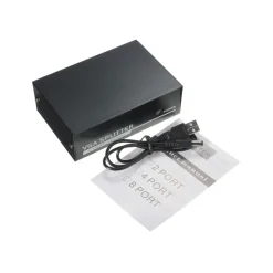 SPLITTER PER MONITOR TV 4 PORTE VGA 200 MHz ALIMENTATORE DC 1920x1440 VGA-2004