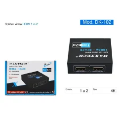 SPLITTER SDOPPIATORE 2 PORTE USB HDMI FULL HD 1080P TV PS3 XBOX 3D 4K MAXTECH DK-102