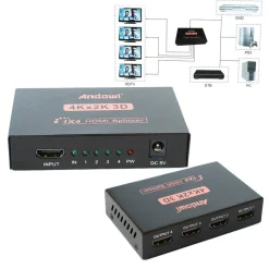SPLITTER SDOPPIATORE HDMI ALTA DEFINIZIONE 1080P 4K 2K 3D 4 USCITE AMPLIFICATE