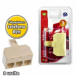 SPLITTER SDOPPIATORE TELEFONICO ADATTATORE 3 USCITE FEMMINA PLUG RJ-11
