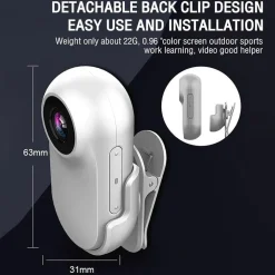 SPORT ACTION CAMERA HIGH CLEAR MINI PORTATILE DA VIAGGIO CON CLIP PER MOTO AUTO