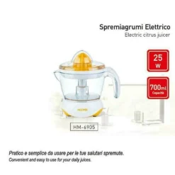 SPREMIAGRUMI ELETTRICO 25 WATT 700 ML AUTOMATICA A PRESSIONE HOOMEI HM-6905