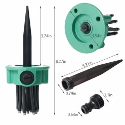 SPRUZZATORE ACQUA GIARDINO IRRIGATORE 360 GRADI ROTANTE 12 TUBI INNAFFIA PRATO