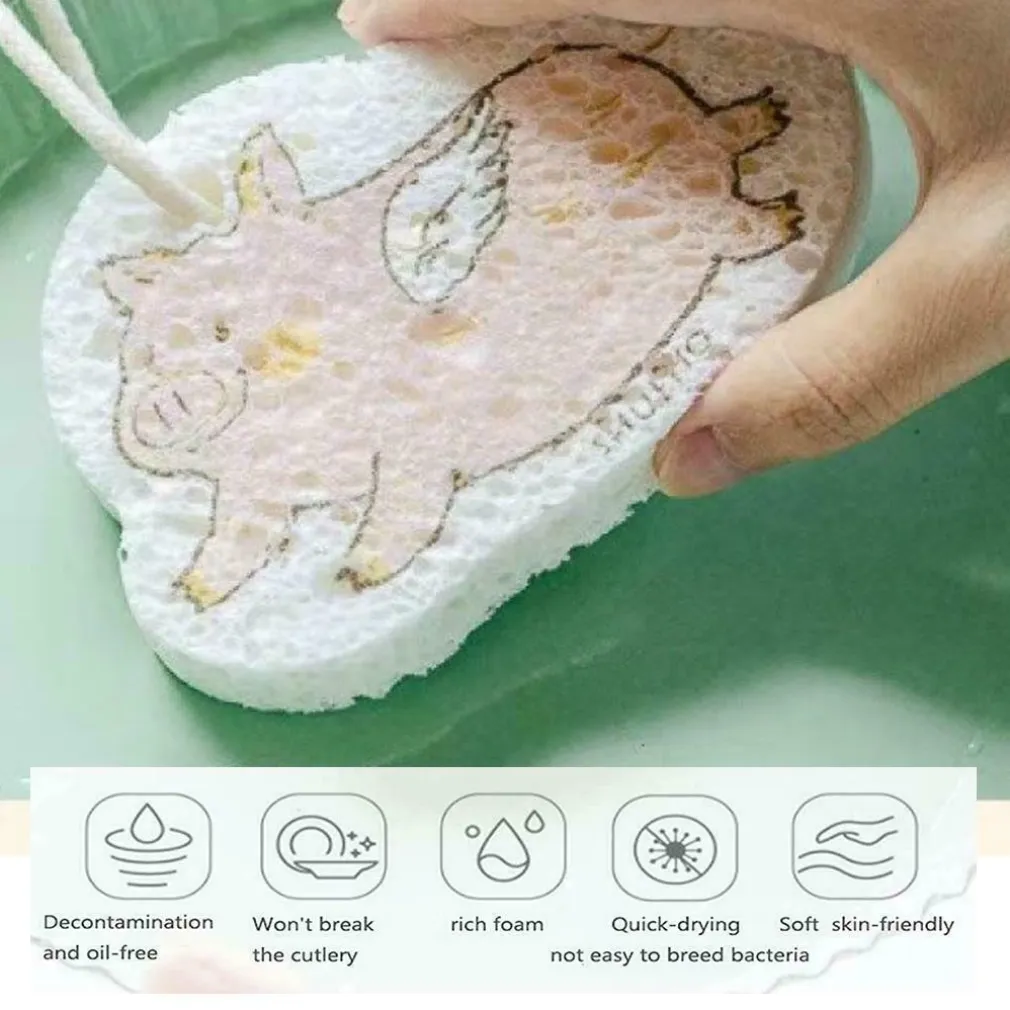 SPUGNA MAGICA ECOLOGICA IN PASATA DI LEGNO PULIZIA BAGNO CUCINA A FORMA ANIMALI