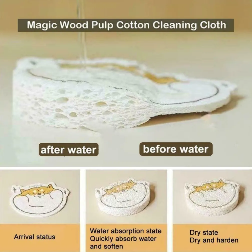 SPUGNA MAGICA ECOLOGICA IN PASATA DI LEGNO PULIZIA BAGNO CUCINA A FORMA ANIMALI