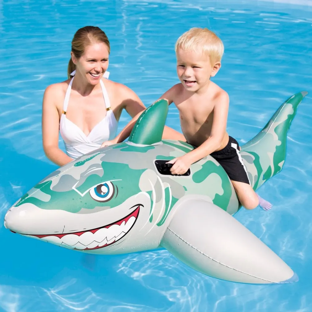 SQUALO CAVALCABILE GIOCO GONFIABILE PER BAMBINI 183X102CM MARE PISCINA