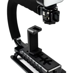 STABILIZZATORE BASE IMPUGNATURA U/C Q-ZJ010 FOTOCAMERA SMARTPHONE MICROFONO LUCE LED