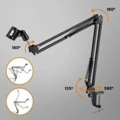 STAFFA BRACCIO SOSPENSIONE IN METALLO SUPPORTO MICROFONO CLIP SCRIVANIA HD3283