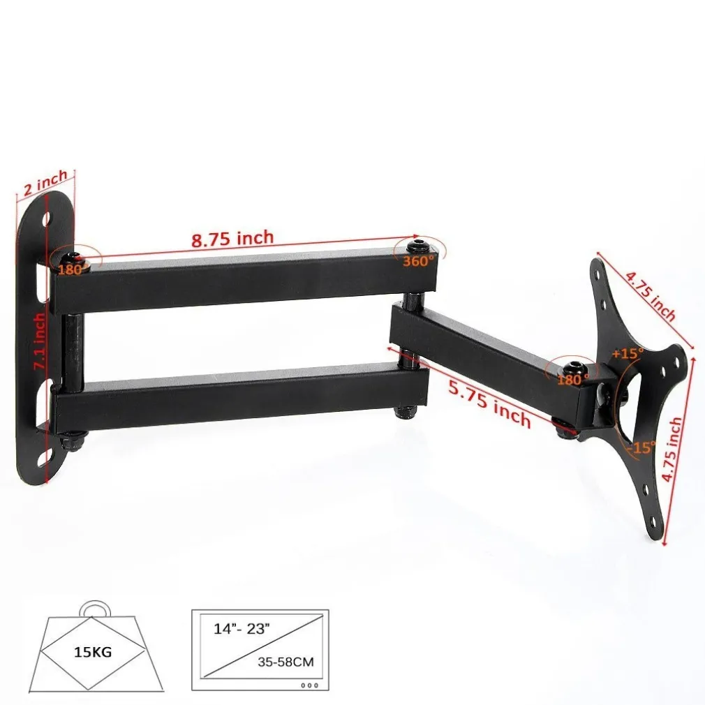 Staffa di appoggio da parete con braccio snodabile per TV LCD LED Plasma 3D 50"