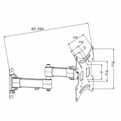 STAFFA MURO PORTA TV MONITOR FINO 42'' POLLICI BRACCIO SUPPORTO PARETE MAX 25KG