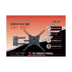 STAFFA SUPPORTO TELEVISIONE DA MURO TV K300 14”-55” FINO 50KG STAF-03 MAXTECH