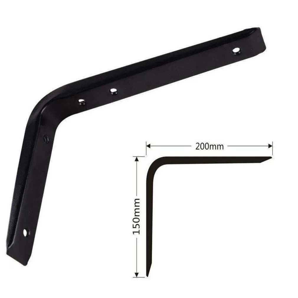 STAFFE ANGOLARI 2PZ SUPPORTO STAFFA ANGOLARE REGGIMENSOLE NERO 200 X 150 X 30 MM