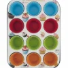 STAMPO TEGLIA VASSOIO ANTIADERENTE PER 12 MUFFIN DOLCI CON PIROTTINI IN SILICONE