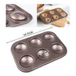 STAMPO TEGLIA VASSOIO ANTIADERENTE 6 MUFFIN CUPCAKE DOLCI BUDINO A STELLE 98653