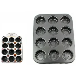STAMPO TEGLIA VASSOIO ANTIADERENTE 12 MUFFIN CUPCAKE BUDINO 35,5 X 26,5 CM 59945